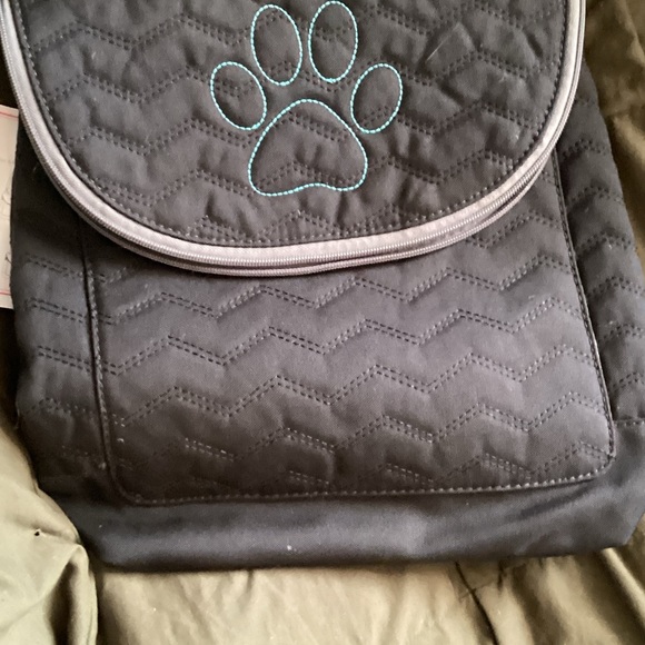 Thirty-One Black Quilted Backpack with Blue Paw Print main image 5